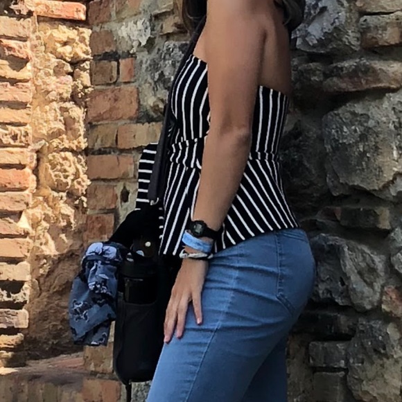 Express black & white striped tube top - Picture 3 of 5